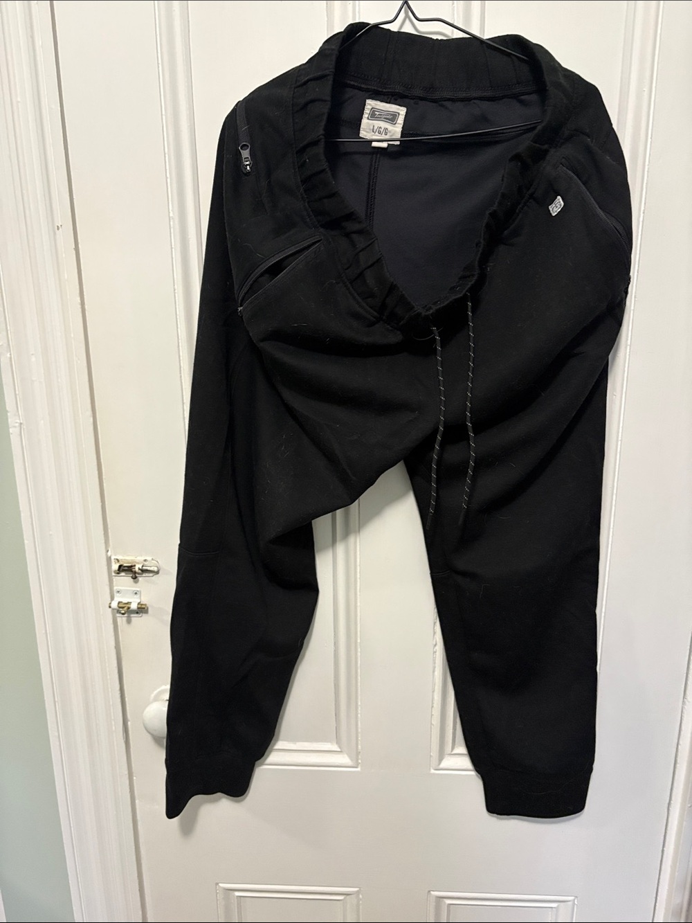Men's Black Drawstring Joggers with Zippered Pocket